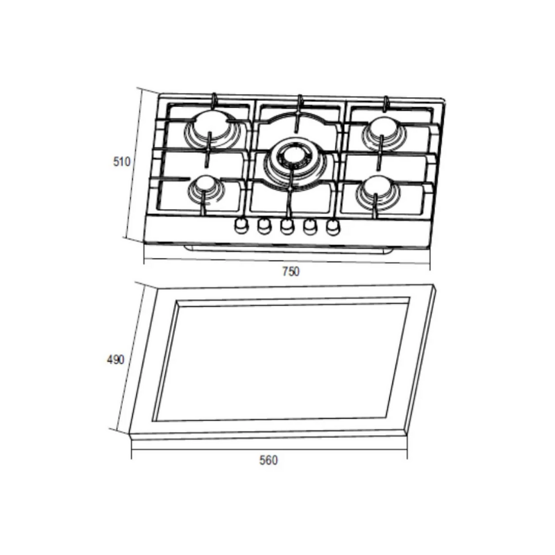 Parrilla de empotre Mabe 76 cm PM7615I